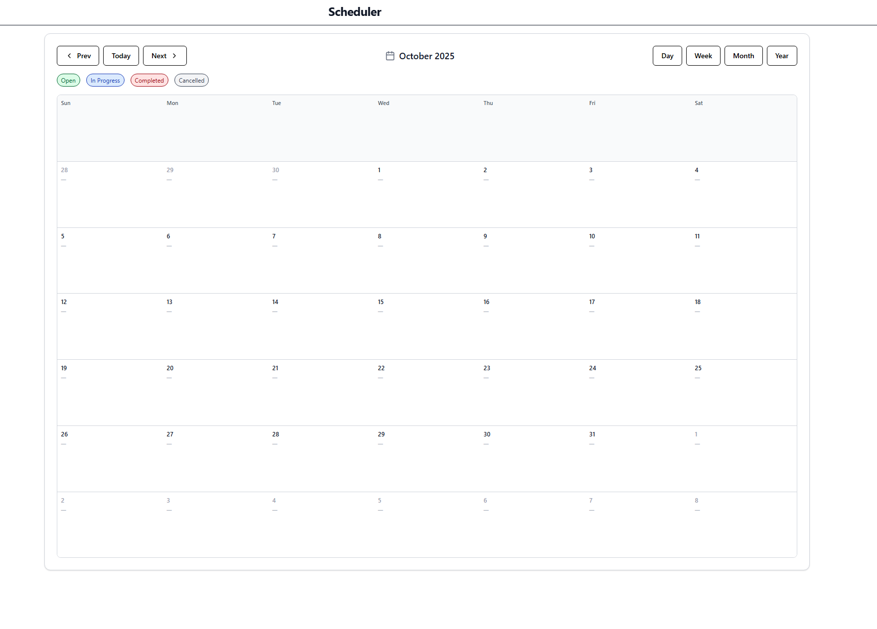 Scheduler (Month View)